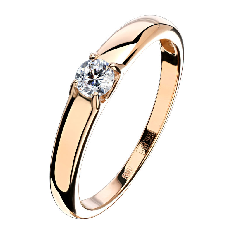 Кольцо из красного золота 585 пробы с фианитом 01К1113725 Кольцо из красного золота 585 пробы с фианитом 01К1113725