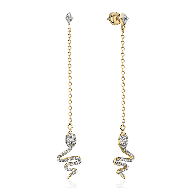 Серьги из желтого золота 585 пробы с фианитами 01С1315245Р Серьги из желтого золота 585 пробы с фианитами 01С1315245Р