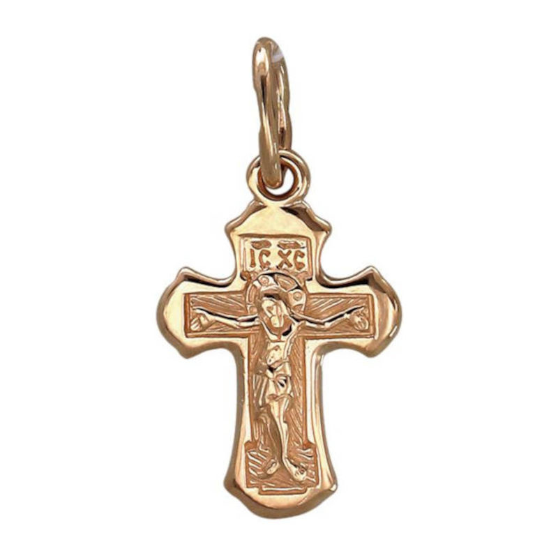 Крест нательный из красного золота 585 пробы без вставок 01Р010807