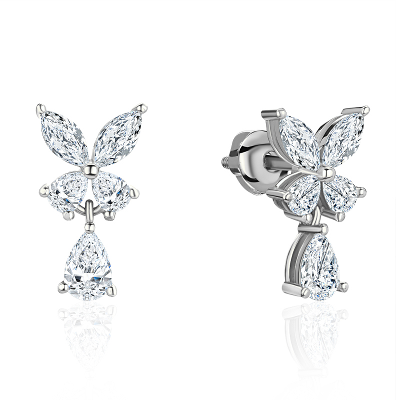 Серьги из белого золота 585 пробы с фианитами 01С1216410