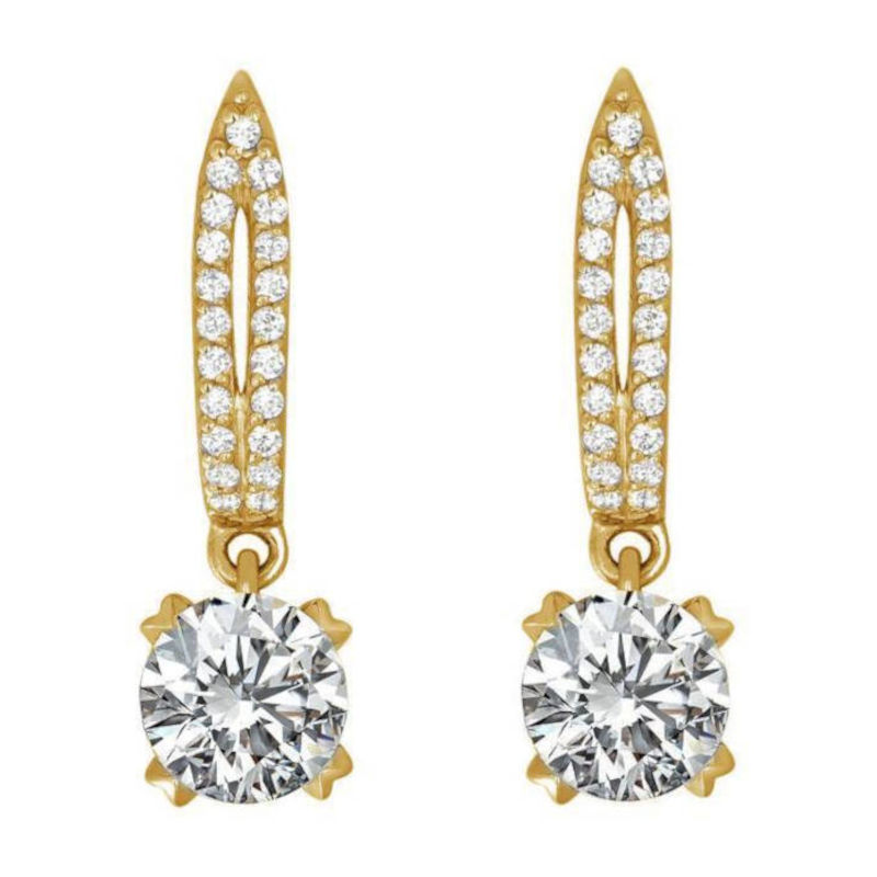 Серьги из красного золота 585 пробы с фианитами 01С1111295