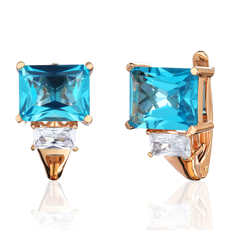 Серьги из красного золота 585 пробы с наноситал топазами и фианитами 01С2115383-6