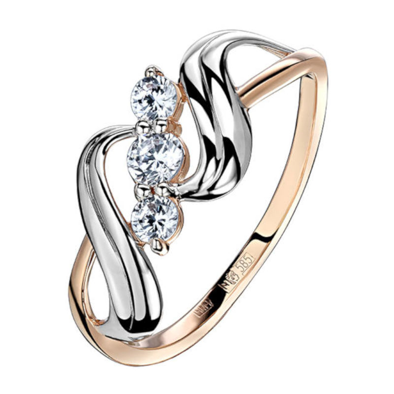 Кольцо из красного золота 585 пробы с фианитами 01К1112307Р