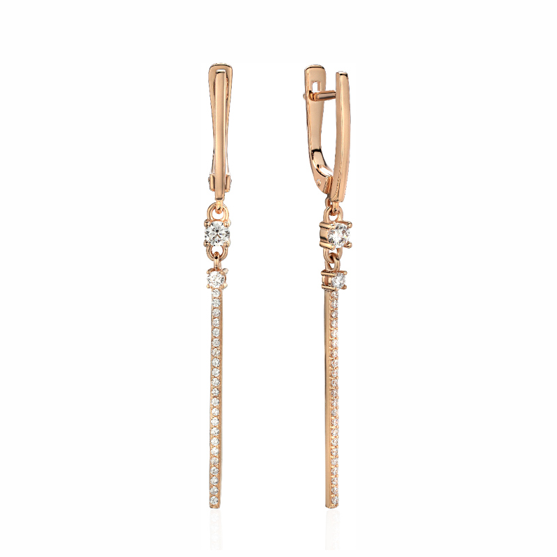 Серьги из красного золота 585 пробы с фианитами 01С1115372