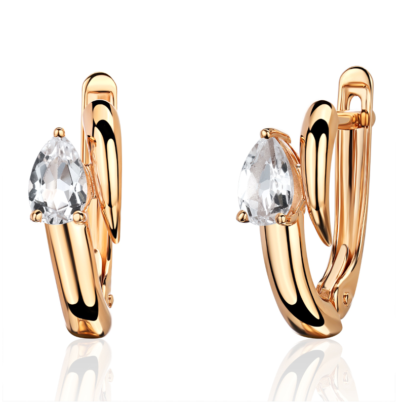 Серьги из красного золота 585 пробы с топазами 01С3115867-1
