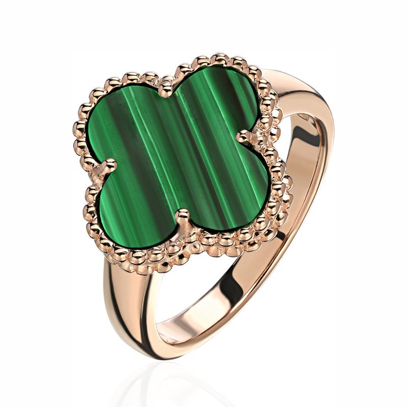 Кольцо из красного золота 585 пробы с малахитом 01К4114170-2