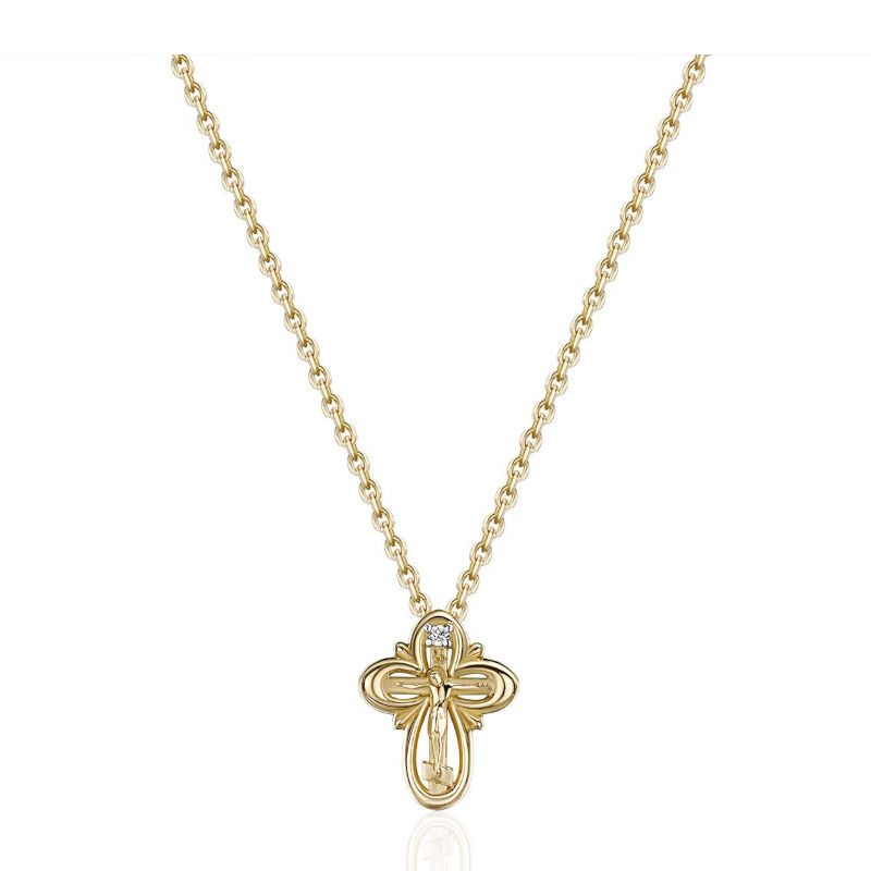 Колье из желтого золота 585 пробы с бриллиантом 01Л632547Р