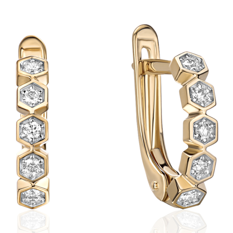 Серьги из желтого золота 585 пробы с бриллиантами 01С6315589Р