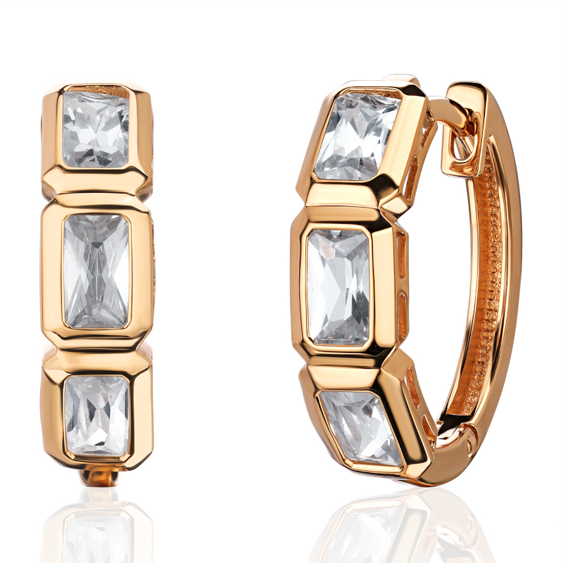 Серьги из красного золота 585 пробы с фианитами 01С1116876