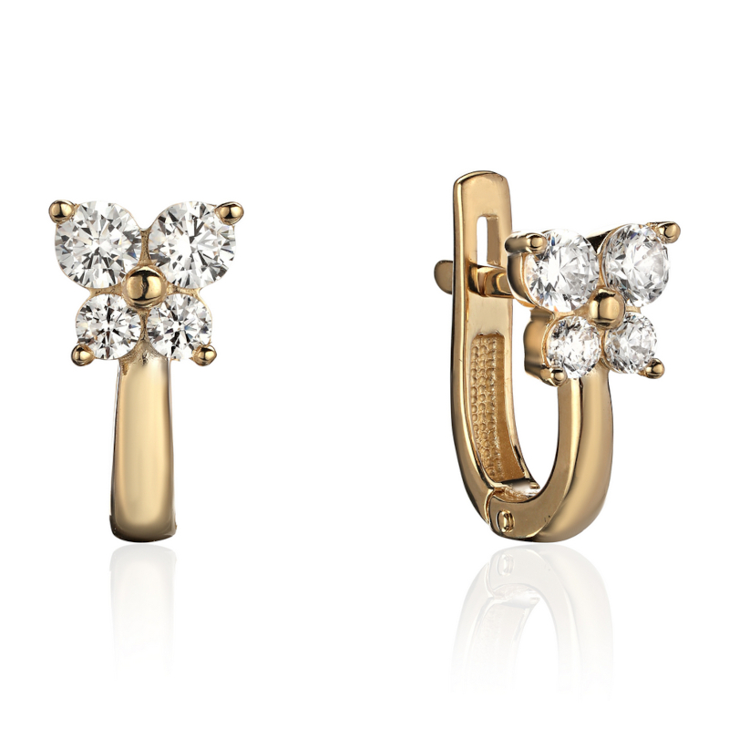 Серьги из желтого золота 585 пробы с фианитами 01С1313824