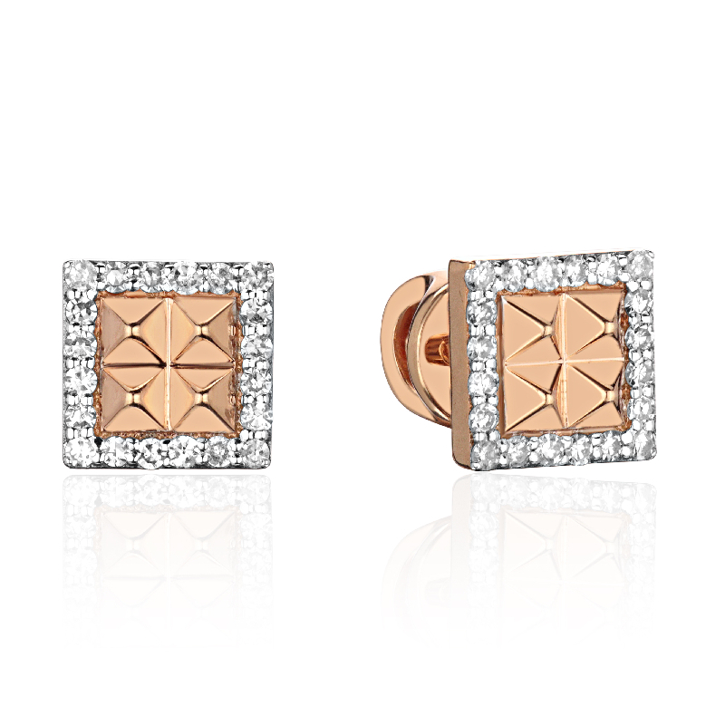 Серьги из красного золота 585 пробы с бриллиантами 01С6117205Р-17