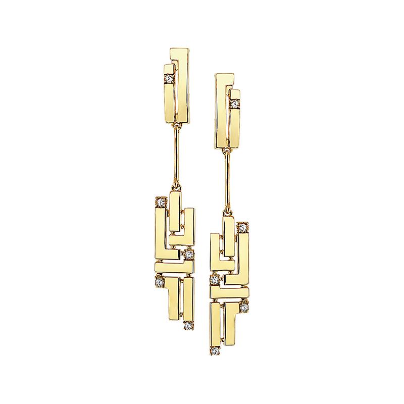 Серьги из желтого золота 585 пробы с фианитами 01С1310173