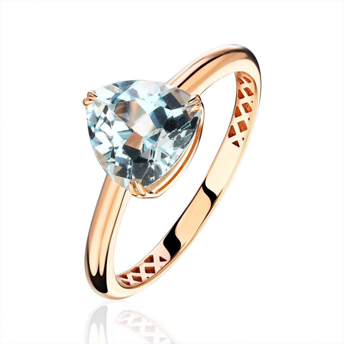 Кольцо из красного золота 585 пробы с топазом 01К3115894-1