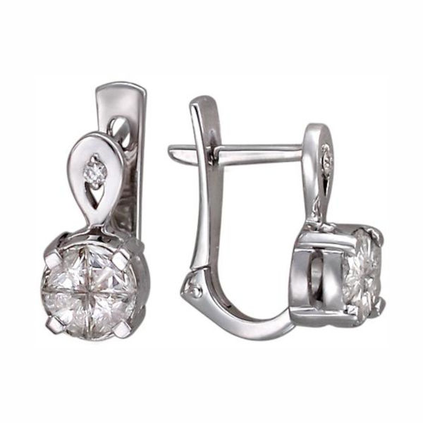 Серьги из белого золота 585 пробы с бриллиантами 01С626911Z