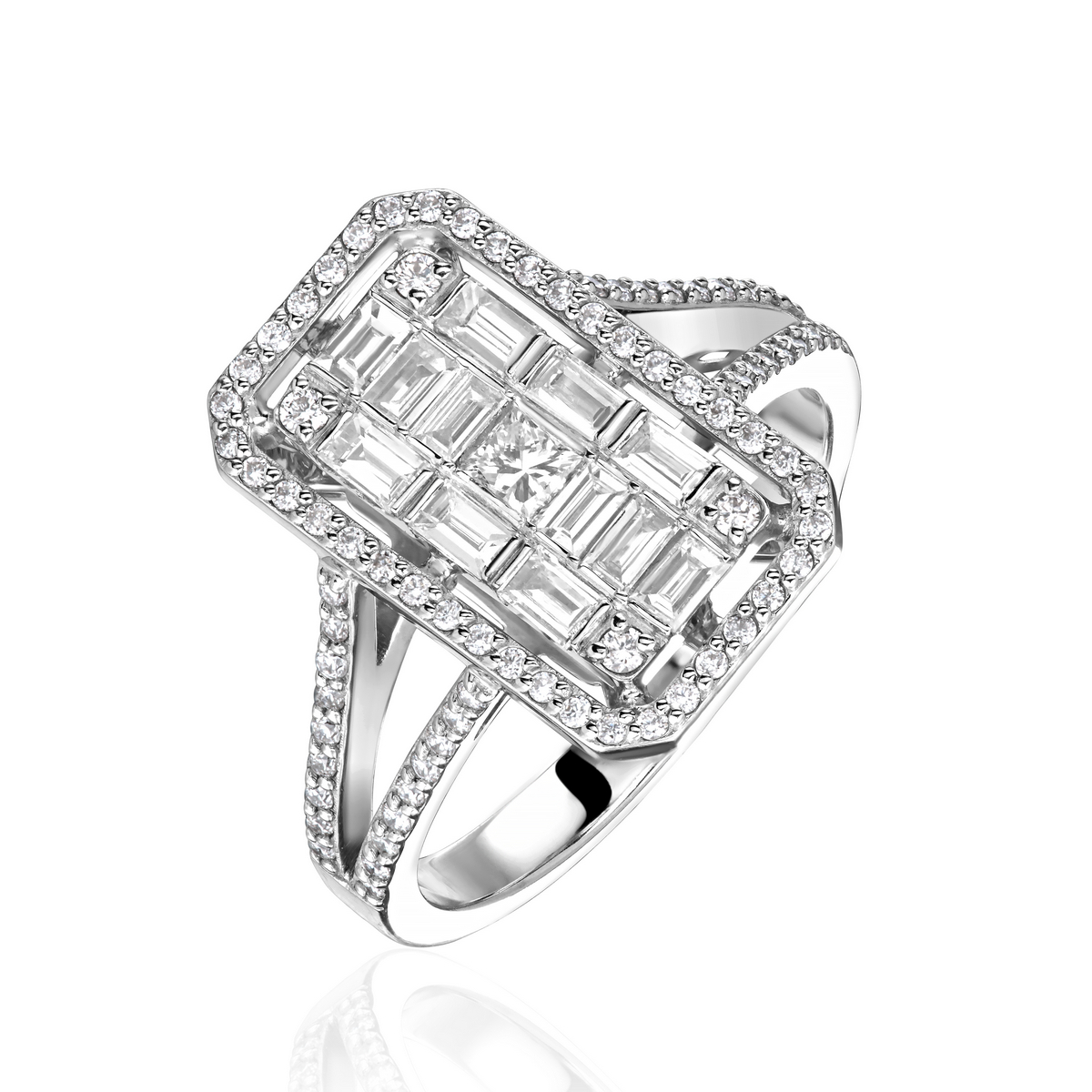 Кольцо из белого золота 585 пробы с бриллиантами 01К6215607