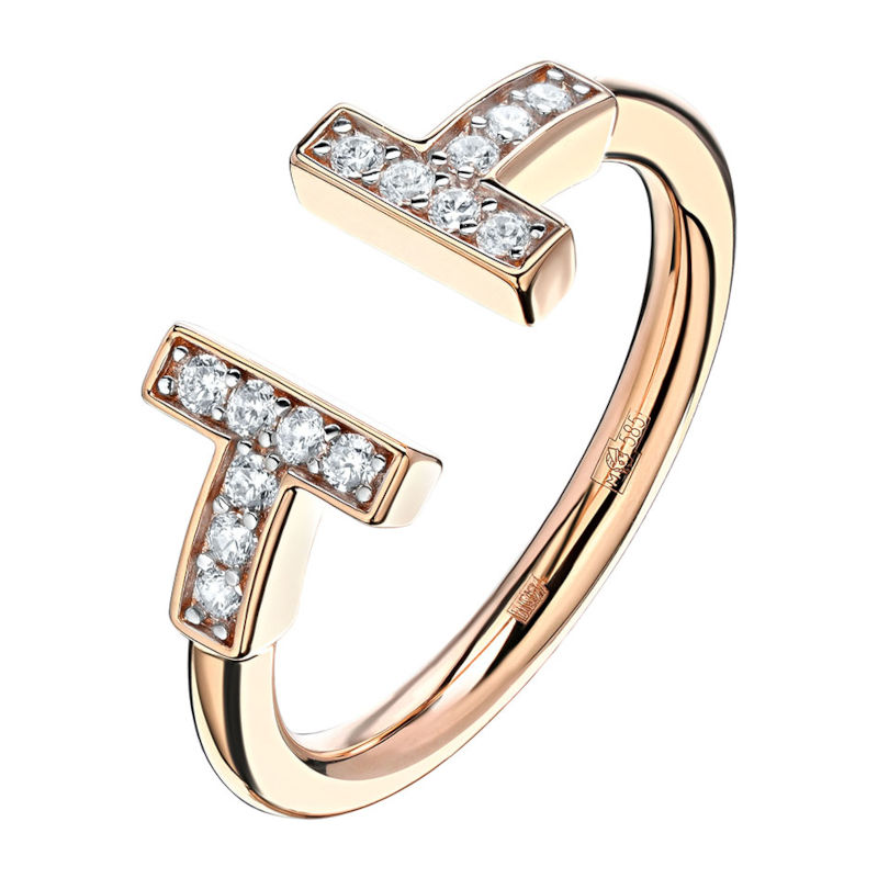 Кольцо из красного золота 585 пробы с фианитами 01К1114024Р