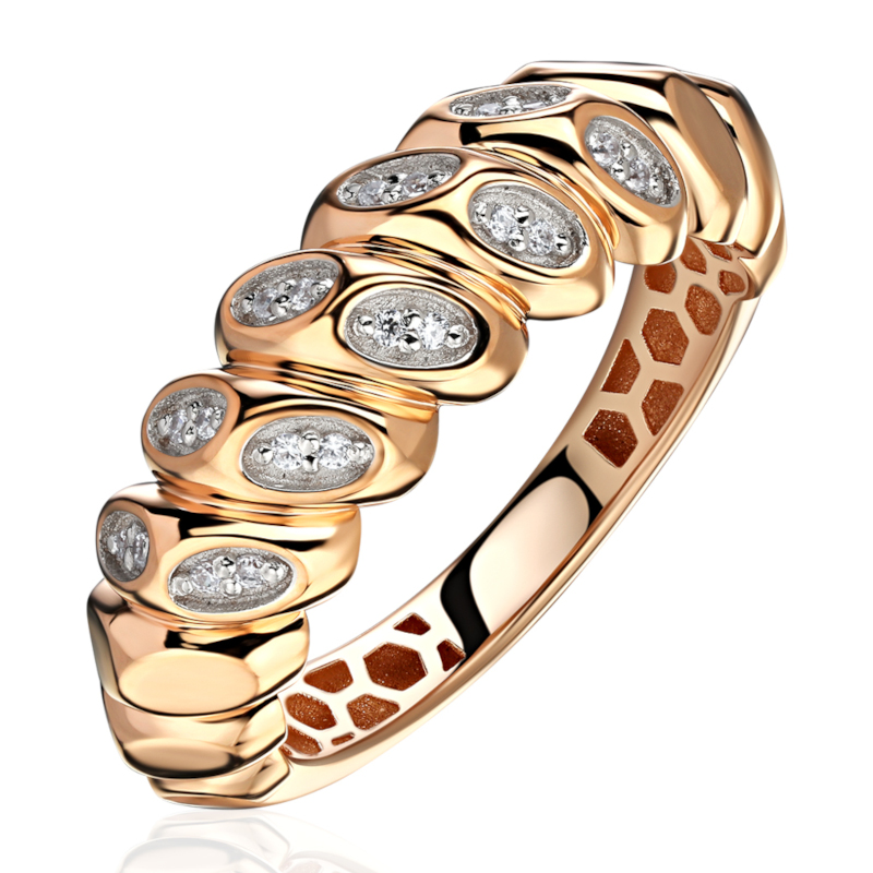 Кольцо из красного золота 585 пробы с фианитами 01К1115736Р