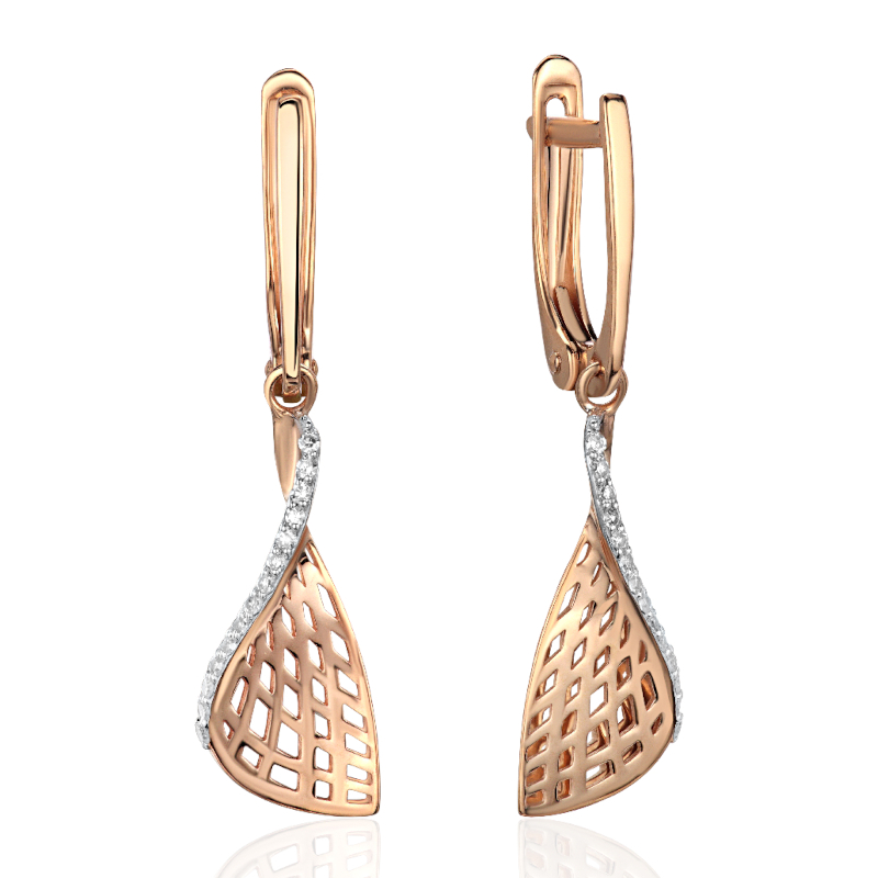 Серьги из красного золота 585 пробы с бриллиантами 01С6117279Р-17