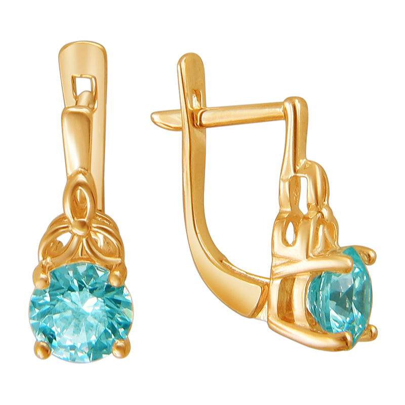 Серьги из красного золота 585 пробы с фианитами 01С2111984-1