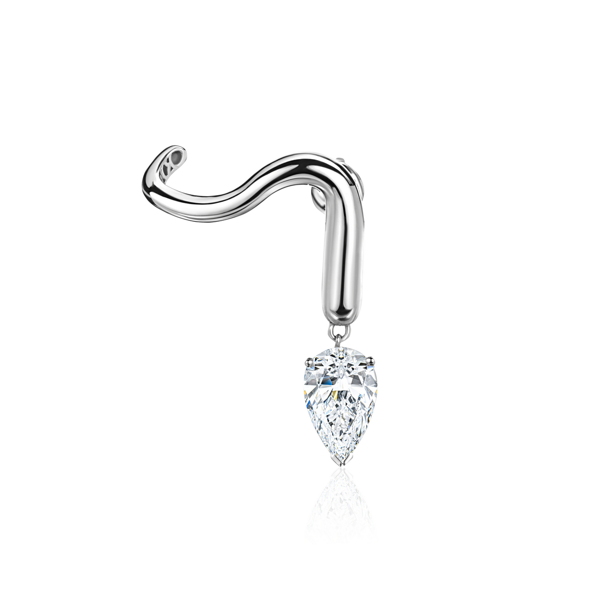 Одиночная серьга из белого золота 585 пробы с выращенным бриллиантом 01С6215973-Л