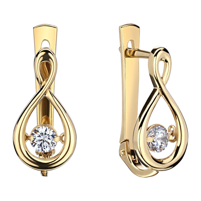 Серьги из желтого золота 585 пробы с фианитами 01С137962