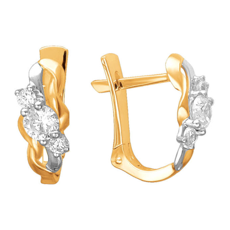 Серьги из красного золота 585 пробы с фианитами 01С1112304Р Серьги из красного золота 585 пробы с фианитами 01С1112304Р