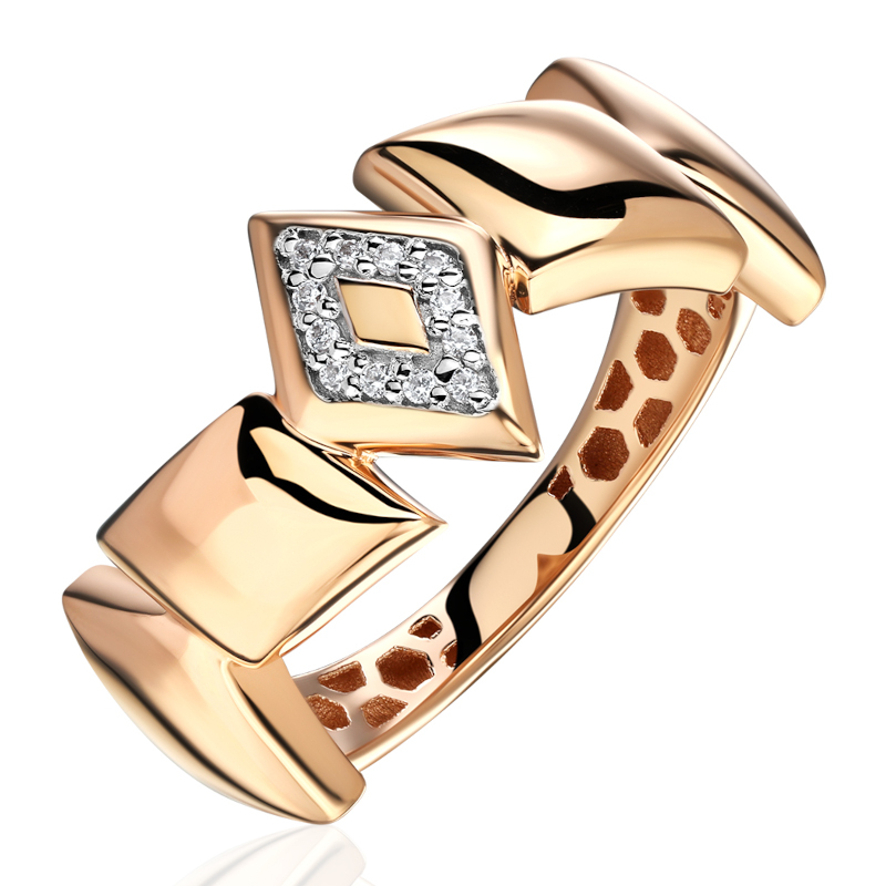 Кольцо из красного золота 585 пробы с фианитами 01К1115738Р