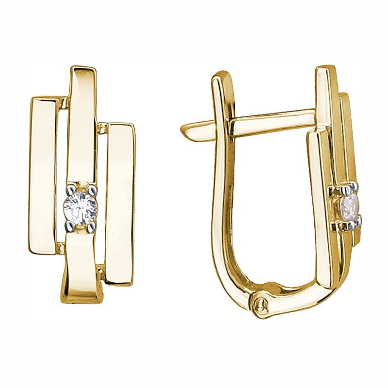 Серьги из желтого золота 585 пробы с фианитами 01С1312939