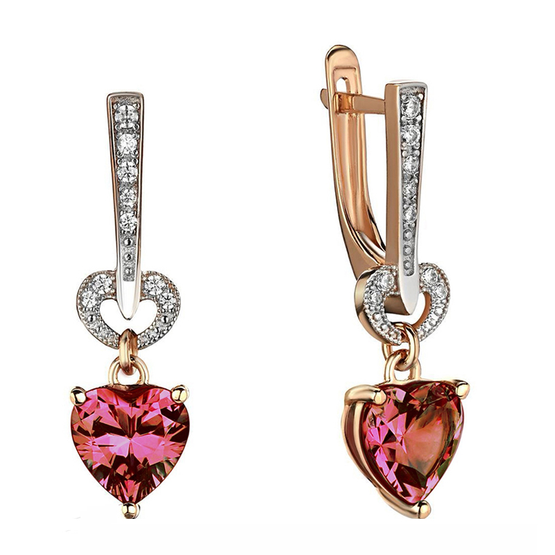 Серьги из красного золота 585 пробы наноситал рубелитами и фианитами 01С2116543Р-6