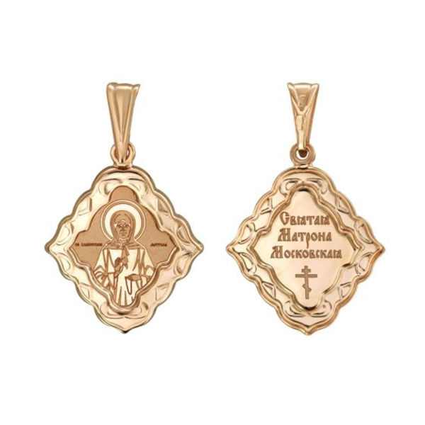 Нательная икона "Святая Матрона Московская" из красного золота 375 пробы без вставок 01П711305S