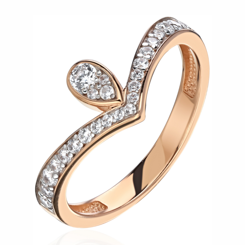 Кольцо из красного золота 585 пробы с фианитами 01К1114731Р