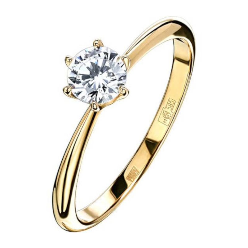 Кольцо из желтого золота 585 пробы с фианитом 01К1315036