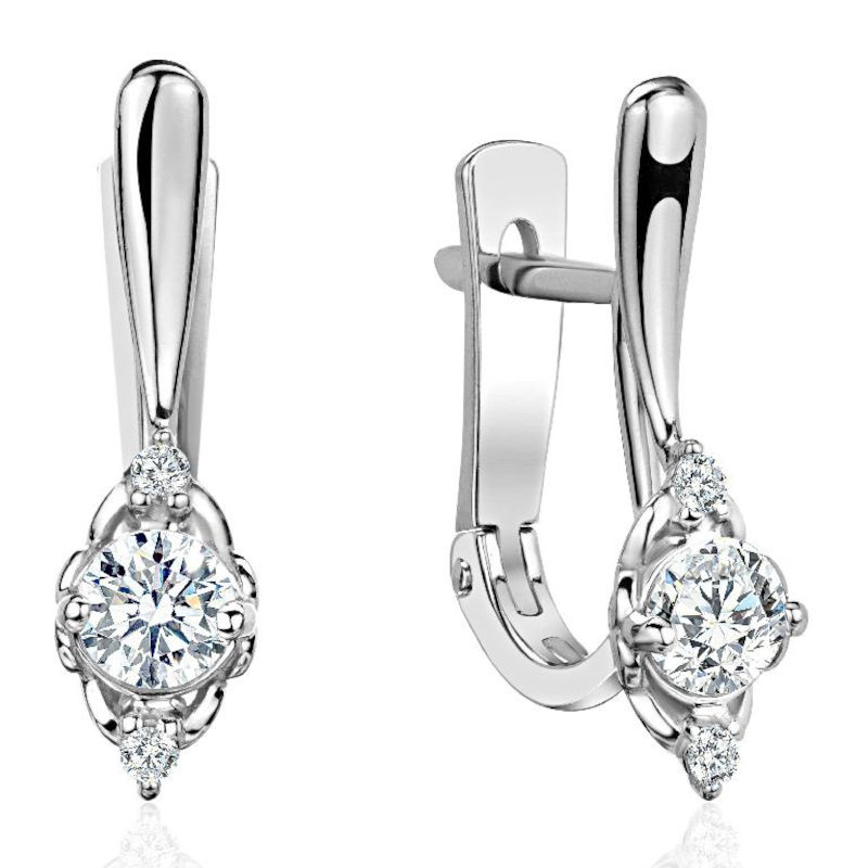 Серьги из платины 585 пробы с фианитами 01С1913109-585