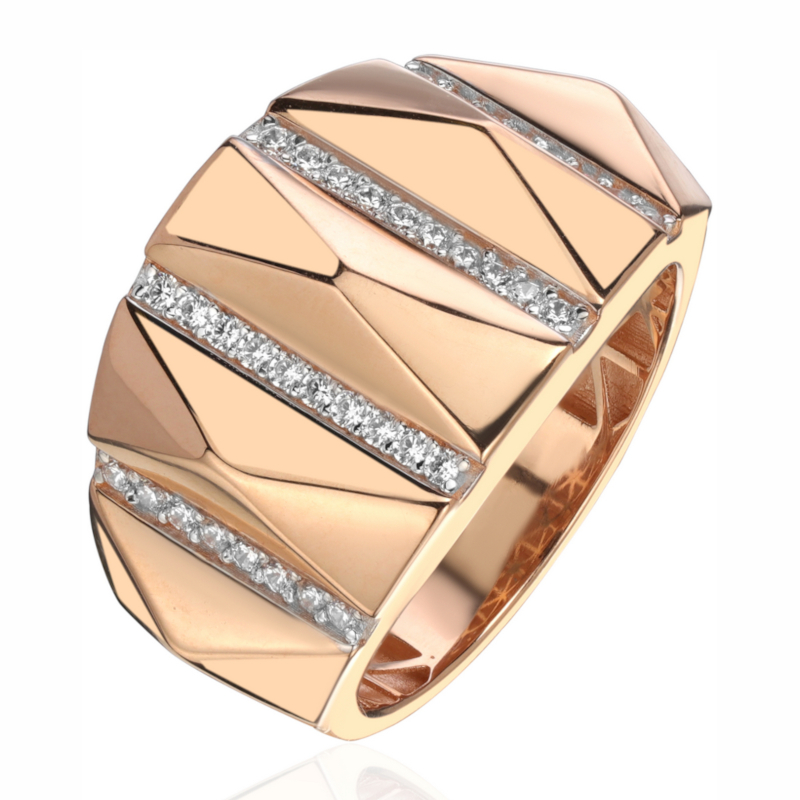 Кольцо из красного золота 585 пробы с фианитами 01К1116245Р