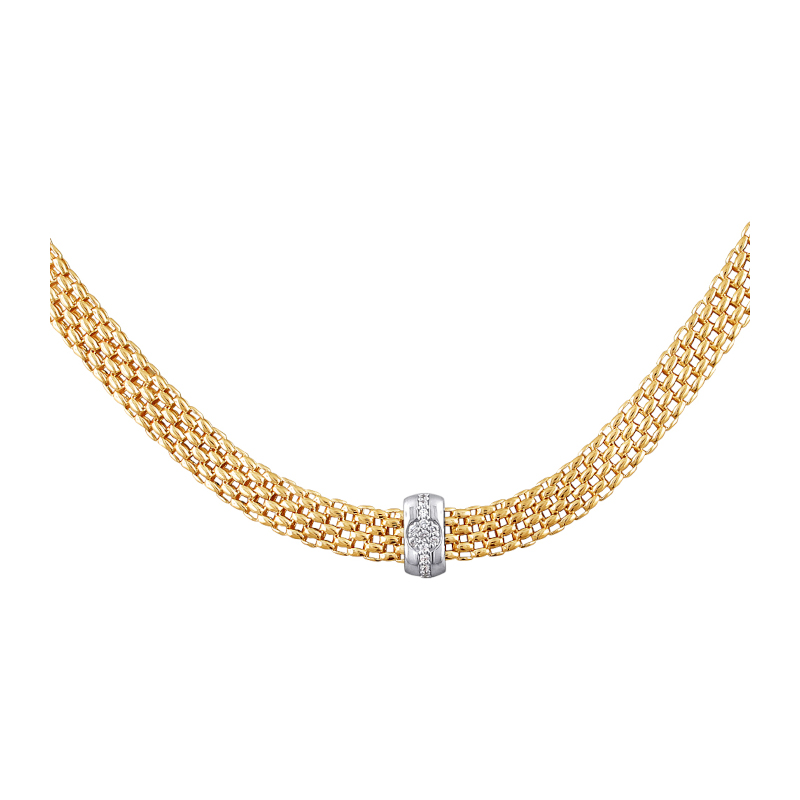 Колье из комбинированного золота 585 пробы с фианитами 01Л161724Ж