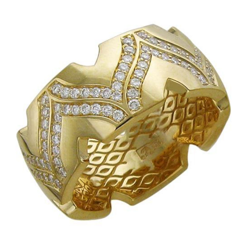 Кольцо из желтого золота 750 пробы с бриллиантами 01К645712 Кольцо из желтого золота 750 пробы с бриллиантами 01К645712