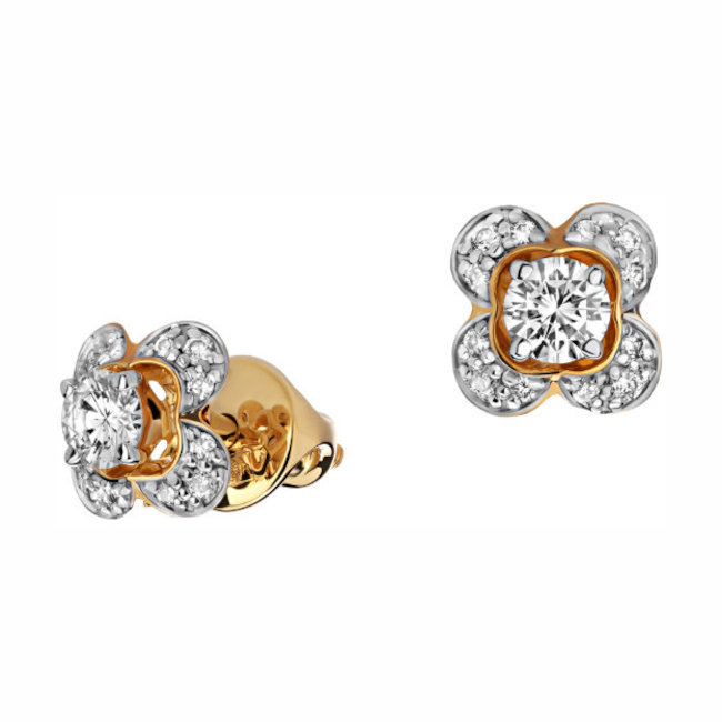 Серьги из желтого золота 585 пробы с бриллиантами 01С6313549