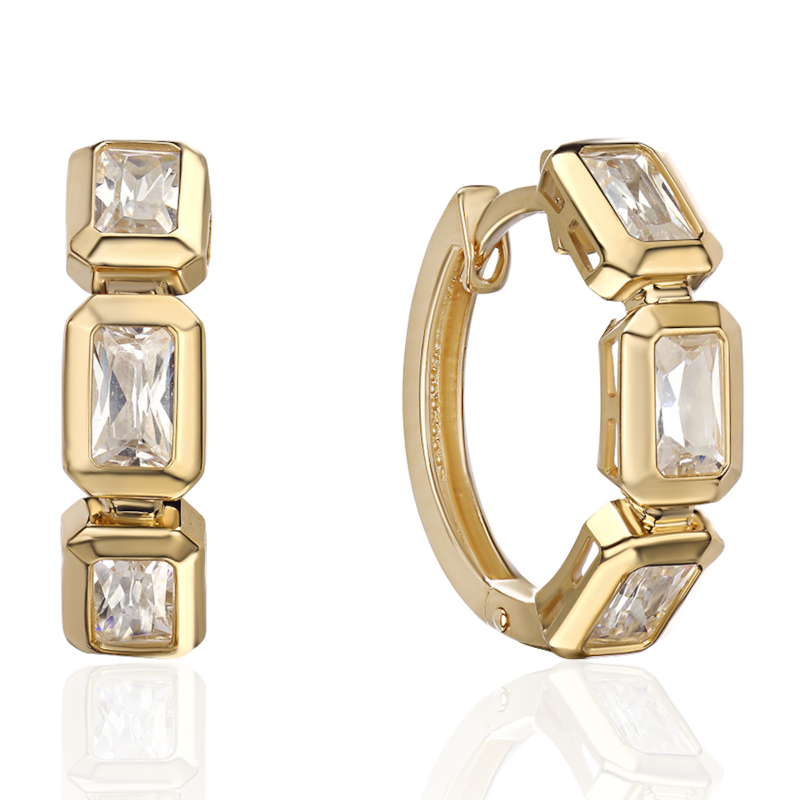 Серьги из желтого золота 585 пробы с фианитами 01С1316875