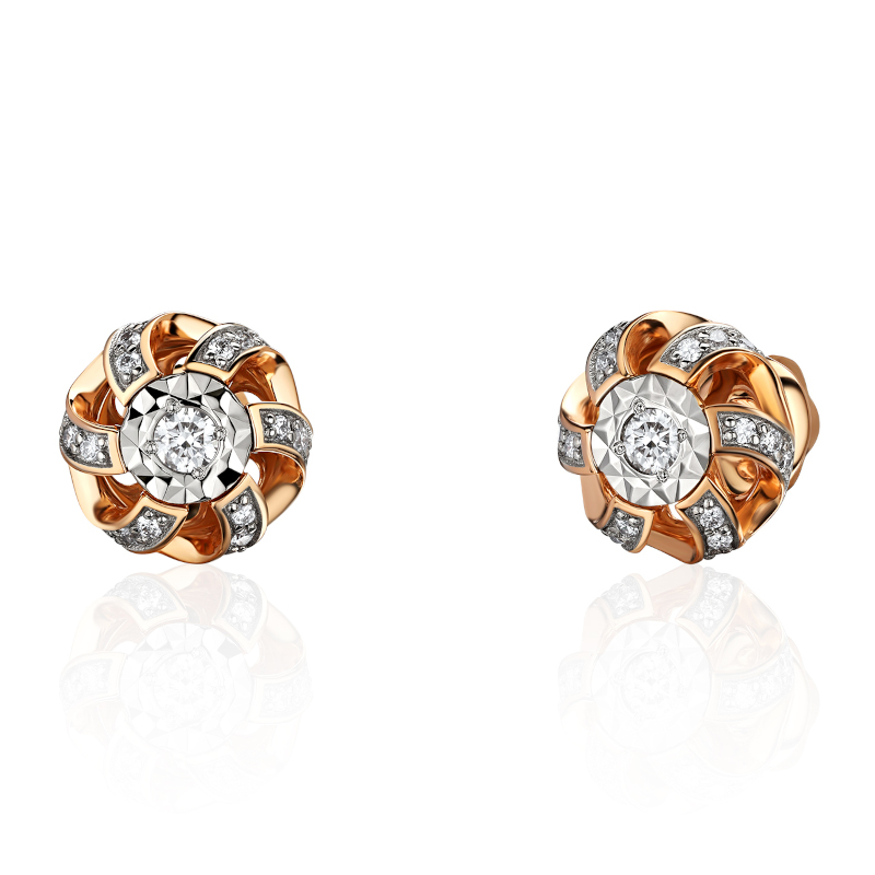 Серьги из красного золота 585 пробы с бриллиантами 01С6115205Р