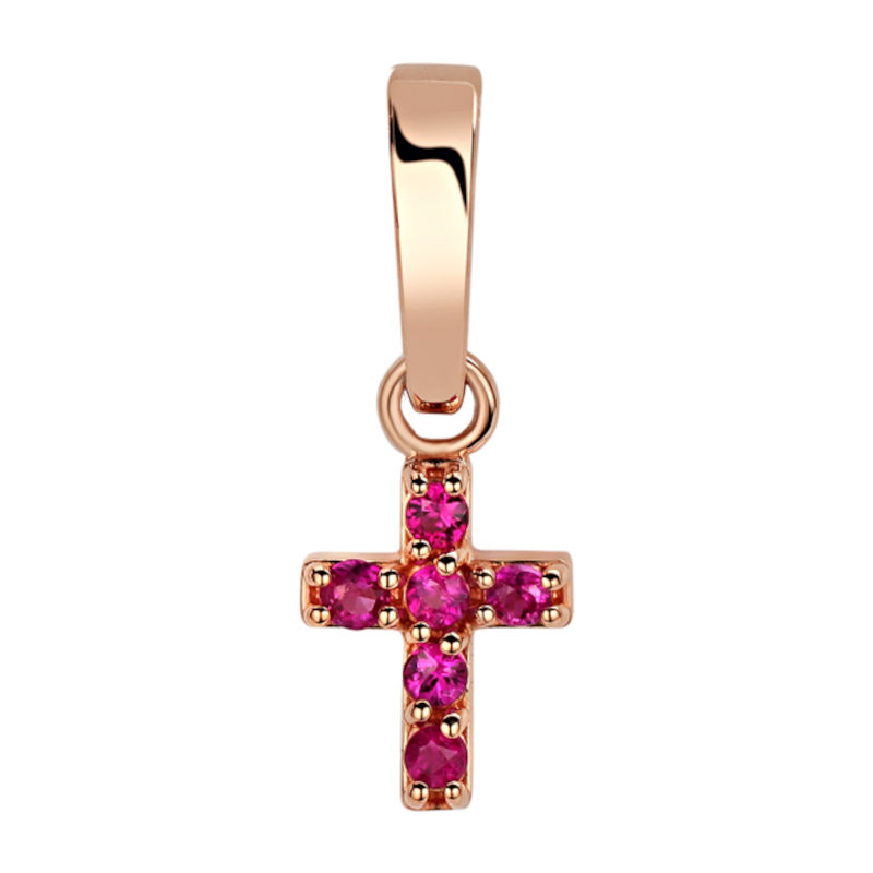 Подвеска "Крест" из красного золота 585 пробы с рубинами 01Р511234-2