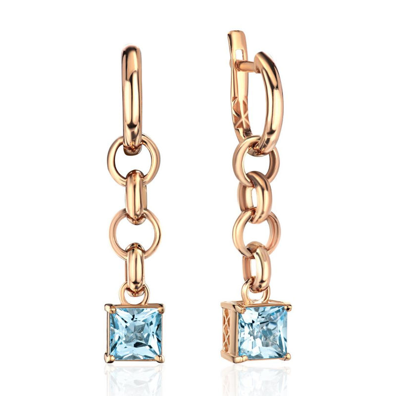 Серьги из красного золота 585 пробы с топазами 01С3116913-1