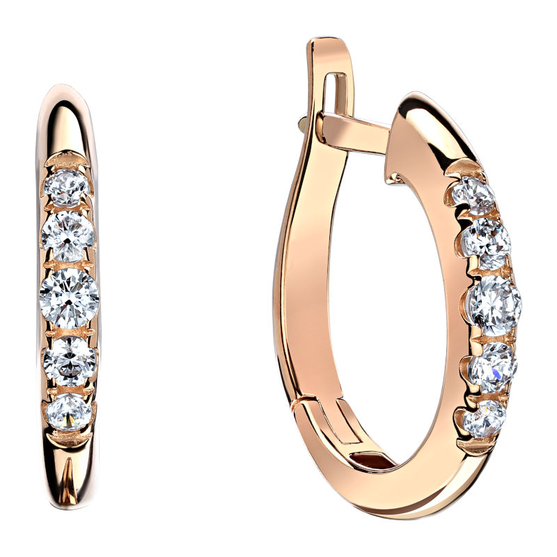 Серьги из красного золота 585 пробы с фианитами 01С1113716