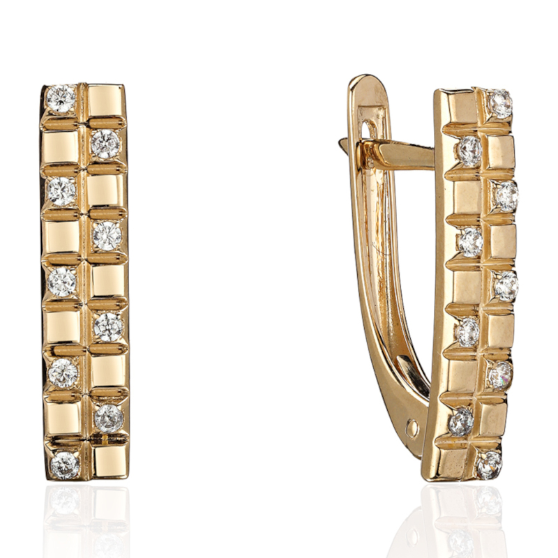 Серьги из желтого золота 585 пробы с фианитами 01С1315166