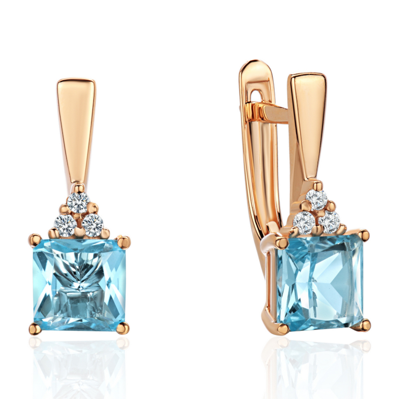 Серьги из красного золота 585 пробы с топазами и фианитами 01С3115413-1