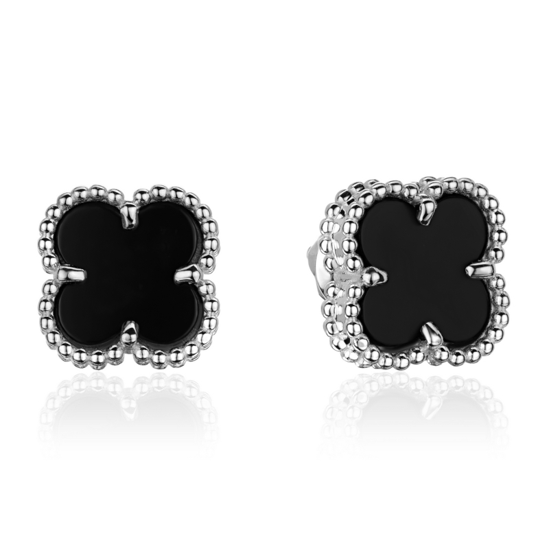 Серьги из белого золота 585 пробы с агатами 01С4217078-1