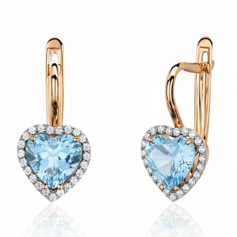 Серьги из красного золота 585 пробы с топазами и фианитами 01С3116443Р-1