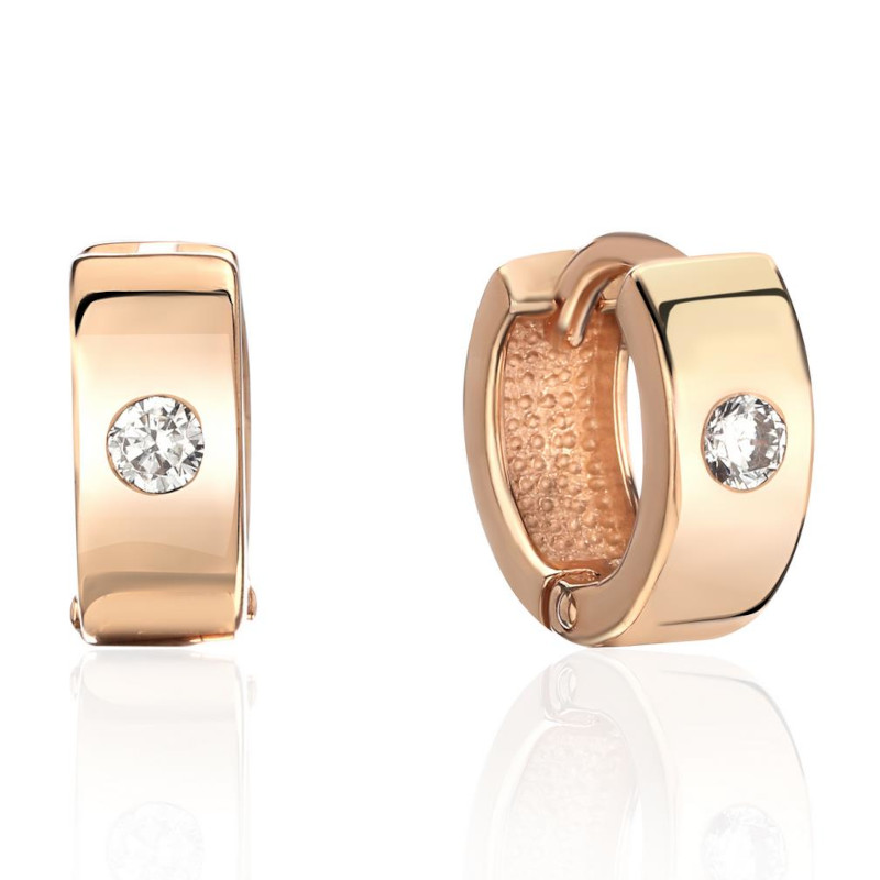 Серьга одиночная из красного золота 375 с фианитом 01С1115115S