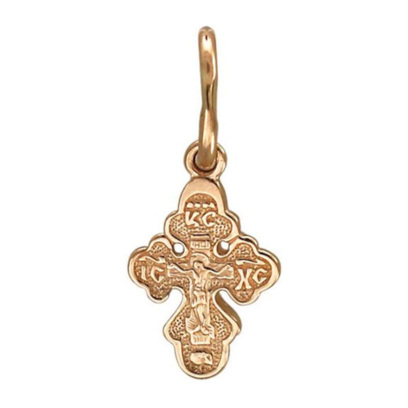 Крест нательный из красного золота 585 пробы без вставок 01Р010808