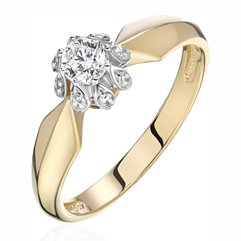 Кольцо из желтого золота 585 пробы с фианитами 01К1315773Р