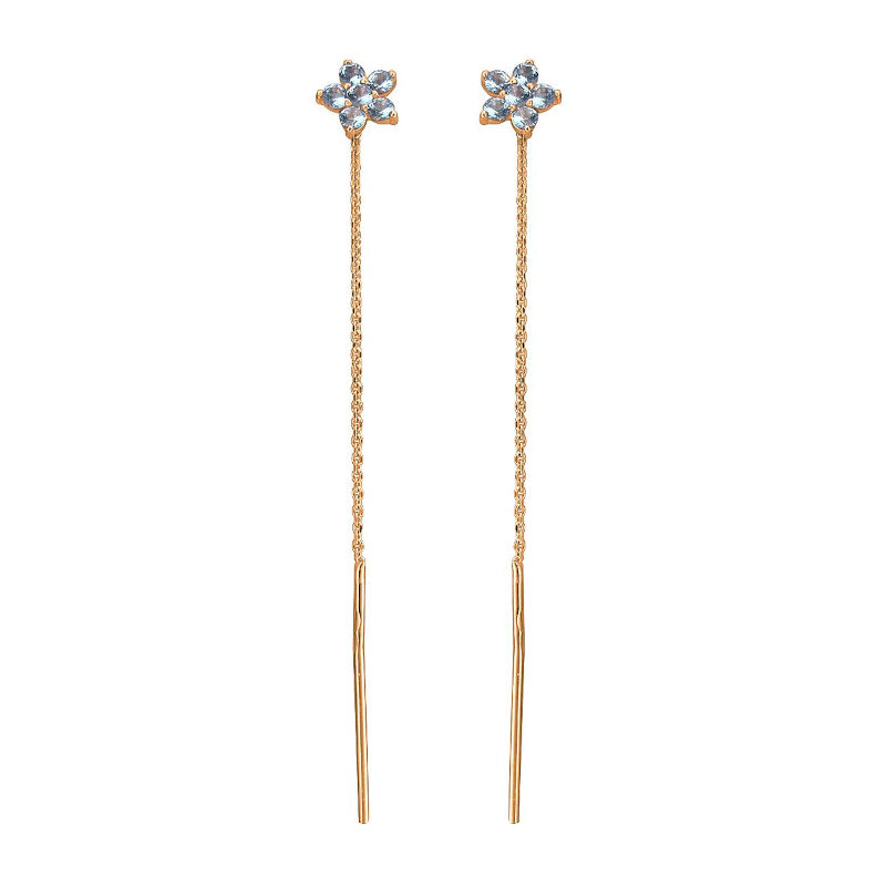 Серьги из красного золота 585 пробы с нанотопазами 01С216164-4